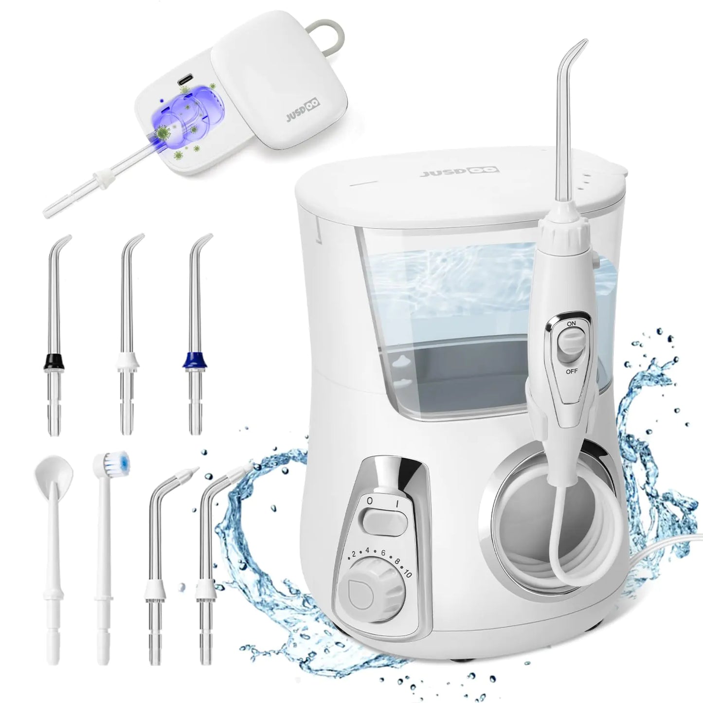 PureFlow™ Pro 800ML Water Flosser – Professional Dental Irrigator with 10 Pressures, Auto-Cleaning Tips & 7 Jet Attachments for Braces, Implants & Sensitive Gums - NexaHome