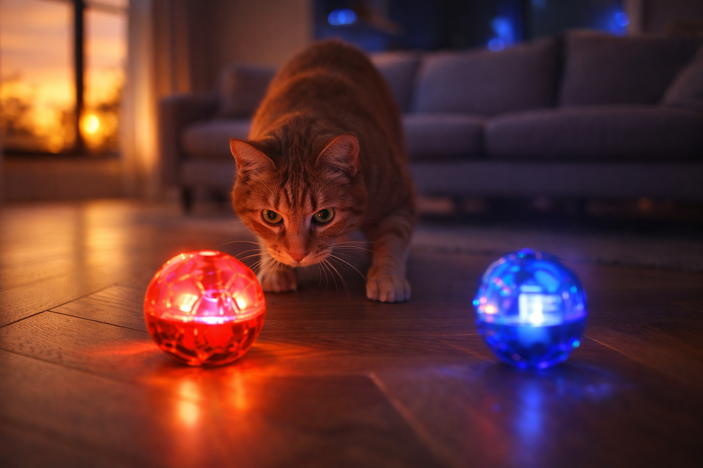 GlowChase™ Motion-Activated LED Cat Balls 2-Pack – Interactive Flashing Toys for Indoor Cats & Small Dogs