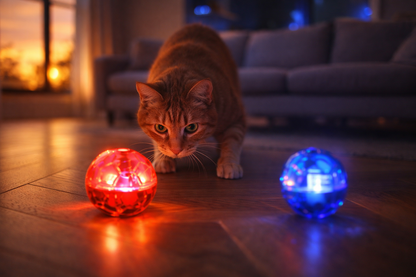 GlowChase™ Motion-Activated LED Cat Balls 2-Pack – Interactive Flashing Toys for Indoor Cats & Small Dogs