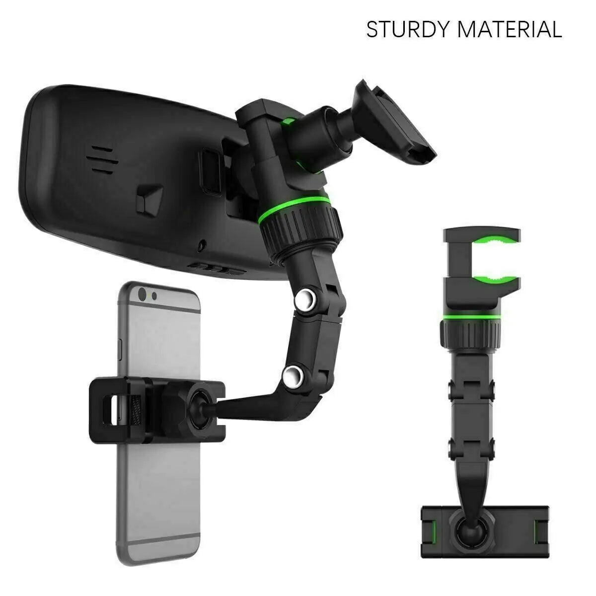 SkyView 360° Rotatable Rearview Mirror Phone Mount – Universal Anti-Shake GPS Holder & Multi-Surface Clip - NexaHome