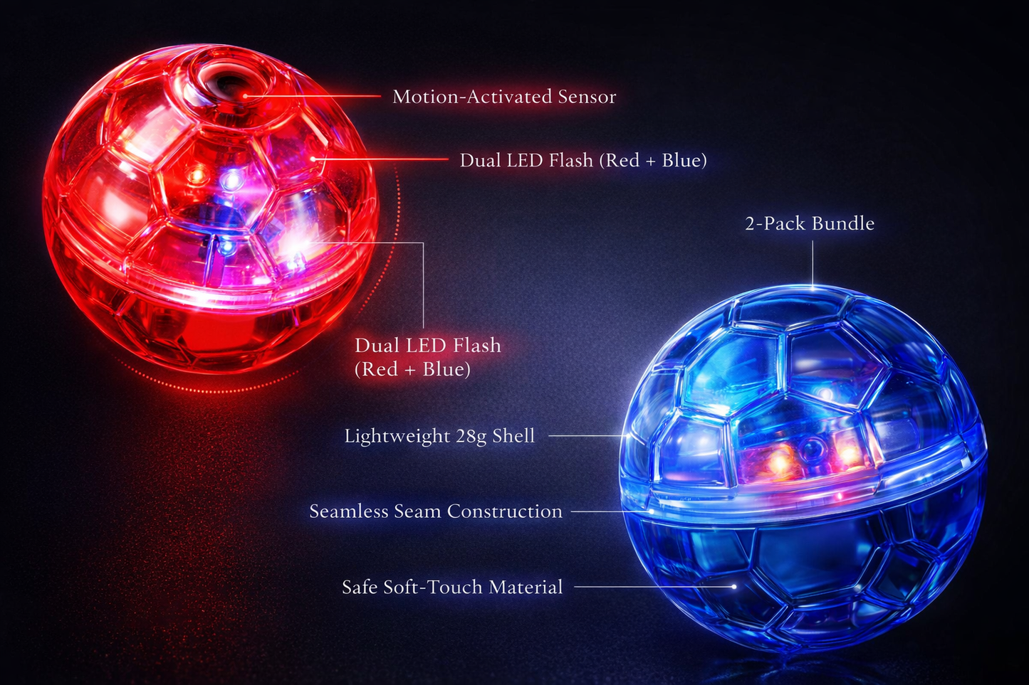 GlowChase™ Motion-Activated LED Cat Balls 2-Pack – Interactive Flashing Toys for Indoor Cats & Small Dogs