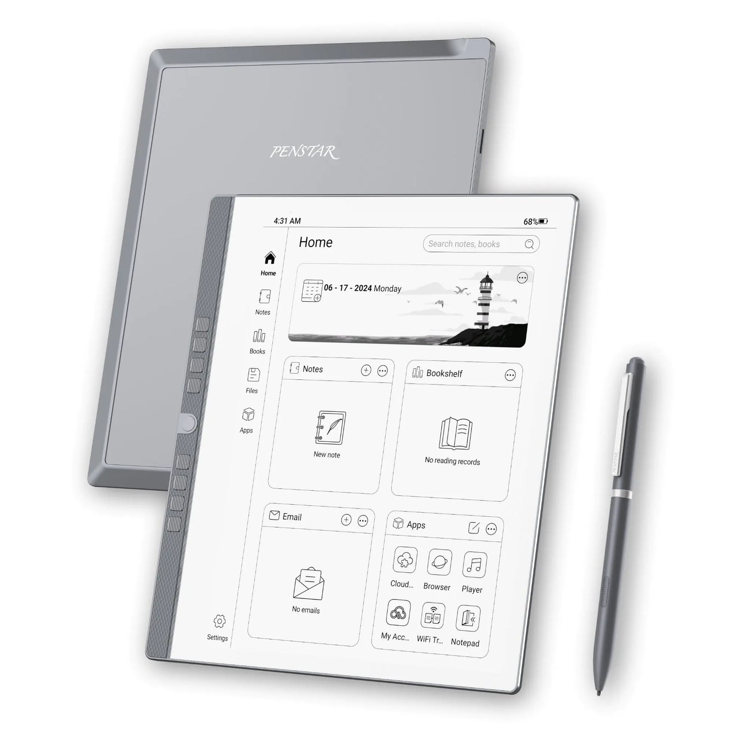 Penstar™ eNote 10.3" E-Ink Digital Paper Tablet – Distraction-Free Writing & Reading Notebook with Pressure Stylus, Smart Cover & Cloud Sync - NexaHome
